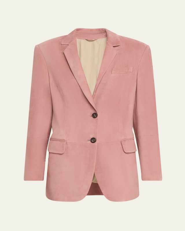 Suede Single-Breasted Blazer